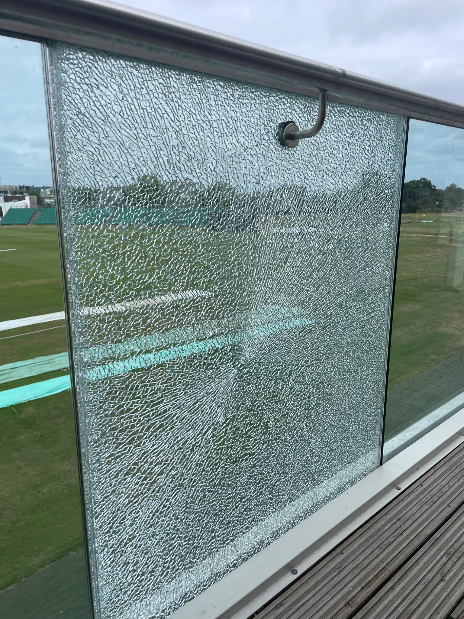 Shattered safety glass panel replacement by Hopkins Security